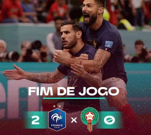  Acabou!! França vence Marrocos por 2 a 0 e está na final pela segunda vez consecutiva.