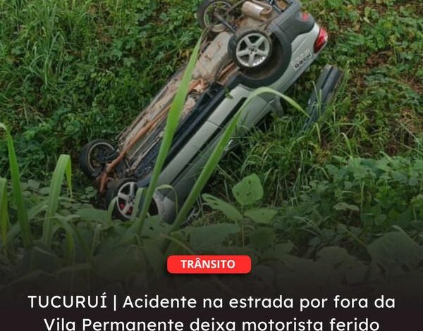  TUCURUÍ | Acidente na estrada por fora da Vila Permanente deixa motorista ferido, Policiais Militares auxiliam nos primeiros socorros e acionam o SAMU
