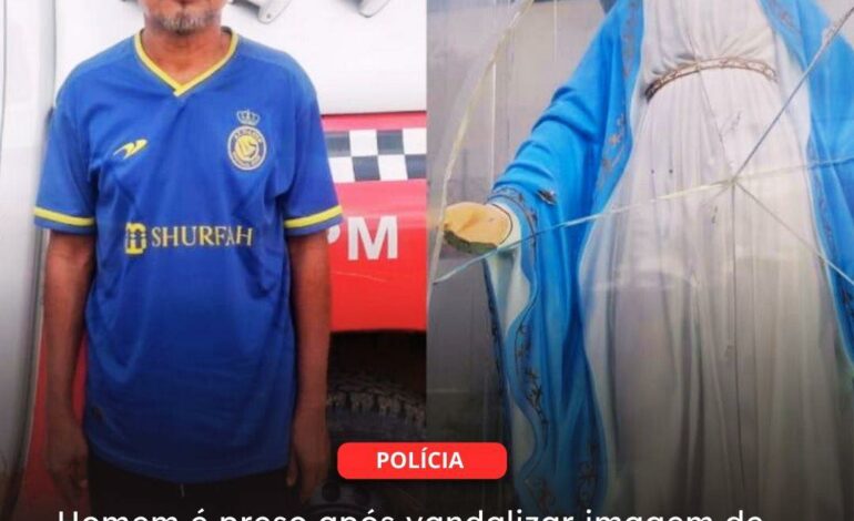  CAMETÁ | Homem é preso após vandalizar imagem de Nossa Senhora das Graças