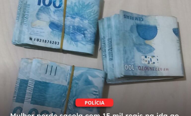  TUCURUÍ: Mulher perde sacola com 15 mil reais na ida ao banco e é recuperada pela polícia após identificar moto-taxista que encontrou e levou pra casa