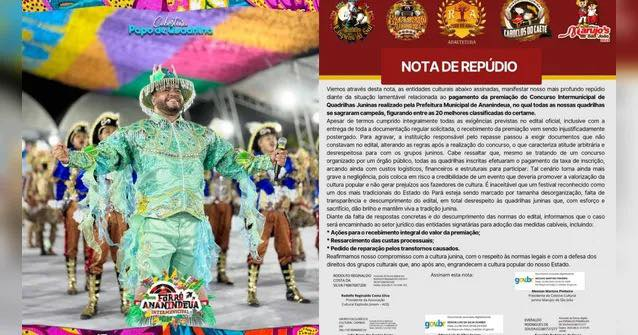  Entidades culturais do Pará denunciam calote da Prefeitura de Ananindeua